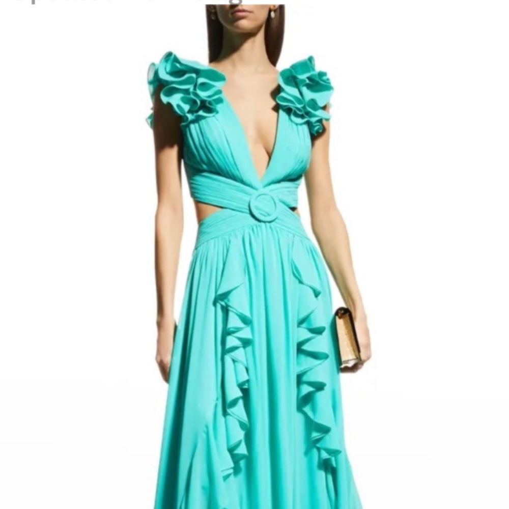 Flutter-Sleeve Ruffle Maxi Dress size 8 new